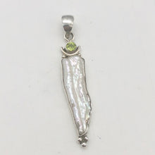 Load image into Gallery viewer, Exotic! Biwa Pearl Pendant Necklace with Peridot in Sterling Silver Setting - PremiumBead Alternate Image 3