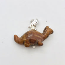 Load image into Gallery viewer, Tigereye Diplodocus Dinosaur with Sterling Silver Pendant 509259TES | 25x11.5x7.5mm (Diplodocus), 5.5mm (Bail Opening), 7/8" (Long) | Golden - PremiumBead Alternate Image 6