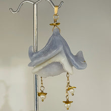 Load image into Gallery viewer, Blue Chalcedony Druzy Carved Flower Bead 14Kgf Pendant | 2 3/4" Long | Blue |