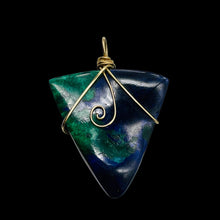 Load image into Gallery viewer, Bloodstone 14K Gold Filled Wire Wrapped Trilliant Gem | 1 1/2" Long | Red Green|