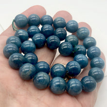 Load image into Gallery viewer, Rare Vivid Blue Cat's Eye Apatite Round Gemstone Bead Strand | 12mm | 33 Beads |
