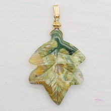 Load image into Gallery viewer, Ryolite Rain Tree Jasper 14K Gold Filled Leaf | 2" Long | Green | 1 Pendant