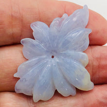 Load image into Gallery viewer, 40.7cts Hand Carved Blue Chalcedony Flower Bead | 51x36x4mm |