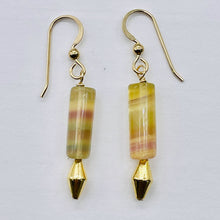 Load image into Gallery viewer, Fluorite 14K Gold Filled Tube | 2" Long | Yellow | 1 Pair Earrings |