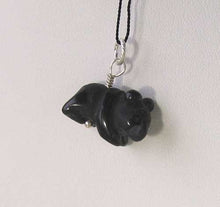 Load image into Gallery viewer, Adorable! Carved Onyx Panda Bear Silver Pendant | 19x14x10mm (Panda) 4mm (Bail Opening) | Black - PremiumBead Alternate Image 2