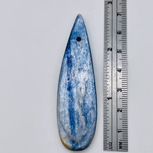 Load image into Gallery viewer, Kyanite 15.3g Teardrop Briolette Pendant Bead | 69x18x5mm | Blue Silver | 1 Bead