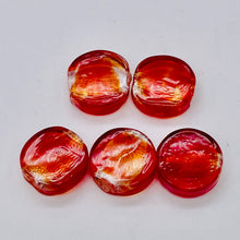Load image into Gallery viewer, 5 Focal Flame Red Lampwork Glass Silver Foil Beads 8642