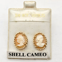 Load image into Gallery viewer, Beautiful Pink Shell Cameo 14K Gold Stud Earrings - PremiumBead Alternate Image 5