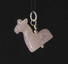 Load image into Gallery viewer, Graceful! Carved Rose Quartz Girafffe 925 Sterling Silver Pendant 509267RQS - PremiumBead Primary Image 1