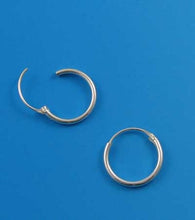 Load image into Gallery viewer, Sleek! Sterling Silver Hinged 12mm Hoop Earrings 9755 - PremiumBead Primary Image 1
