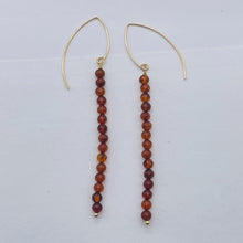 Load image into Gallery viewer, Amber 5 Beads 14K Gold Filled Drop/Dangle Earrings | 1 3/4" Long | Red |