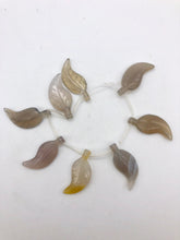 Load image into Gallery viewer, Carved Translucent Grey Agate Leaf Briolette Bead 16" Strand | 16 Beads | 109418 - PremiumBead Alternate Image 4