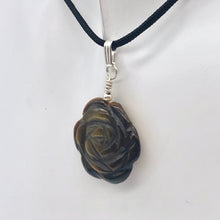 Load image into Gallery viewer, Hand Carved Tigereye Rose Flower Pendant | 1.5" Long | 509290TES - PremiumBead Alternate Image 4