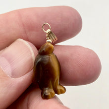 Load image into Gallery viewer, March of The Penguins Tigereye Carved Bead & 14Kgf Pendant| 1 3/8" Long| Bronze| - PremiumBead Alternate Image 3