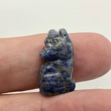 Load image into Gallery viewer, Howling New Moon Sodalite Wolf / Coyote Figurine | 21x11x8mm | Blue white - PremiumBead Primary Image 1