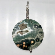 Load image into Gallery viewer, Ocean Jasper Round Sterling Silver Pendant | 2 1/4" Long | Green White |