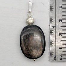 Load image into Gallery viewer, Hypersthene Sterling Silver Pendant |1 3/4 inch long | Silver-black | Oval |