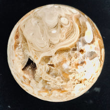 Load image into Gallery viewer, Aragonite Scry Sphere Round | 3" | White/Brown | 1 Sphere