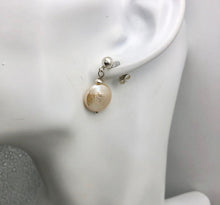 Load image into Gallery viewer, Natural Peach Coin FW Pearl Post Earrings | 1" Long | Peach | 1 Pair |