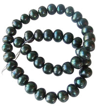 Load image into Gallery viewer, Midnight Emeralds 10-12mm Green FW Pearl Strand 109603