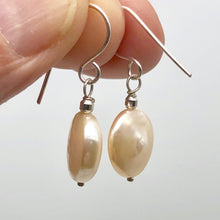 Load image into Gallery viewer, Natural Peach Coin FW Pearl Drop/Dangle Earrings | 1 1/4" Long | Peach |