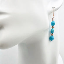 Load image into Gallery viewer, Unique Natural USA Turquoise 14K Rose Gold Filled Earrings | 1 3/4" Long |