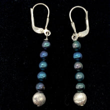 Load image into Gallery viewer, Shinning Teal Fresh Water Pearl Sterling Silver Earrings | 2" long |