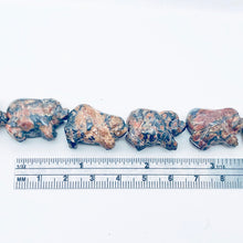 Load image into Gallery viewer, Piggies 2 Carved Leopard Skin Jasper Pig Beads | 23x16x11mm | Pink and black
