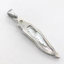 Load image into Gallery viewer, Exotic! Biwa Pearl Pendant Necklace with Peridot in Sterling Silver Setting - PremiumBead Alternate Image 5