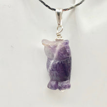 Load image into Gallery viewer, Amethyst Hand Carved Hooting Owl &amp; Sterling Silver 1 3/8&quot; Long Pendant 509297AMS - PremiumBead Alternate Image 5
