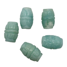 Load image into Gallery viewer, 5 Amazonite Carved Lotus Barrel 12x8mm Beads