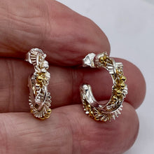 Load image into Gallery viewer, Sterling Silver and Gold Hoop Post Earrings | 7/8" Long | Silver/Gold | 1 Pair |