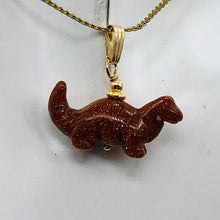 Load image into Gallery viewer, Goldstone Diplodocus Dinosaur Pendant Necklace|Semi Precious Stone Jewelry