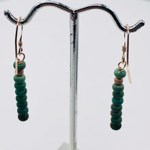 Load image into Gallery viewer, Unique Natural USA Green Turquoise 14K Rose Gold Filled Earrings | 1 1/2" Long |