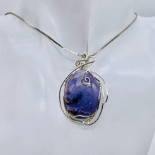 Load image into Gallery viewer, Lavender Agate Sterling Silver Wire-wrap Oval Pendant | 2 3/4" Long | Purple |