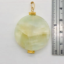Load image into Gallery viewer, Hemimorphite 14K Gold Filled Disc Dangle Pendant | 1 3/4" Long | Aqua/Lemon |