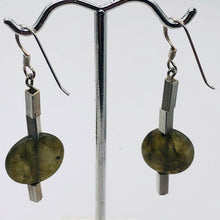 Load image into Gallery viewer, Unique Labradorite Disc and Sterling Silver Earrings 300015