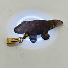 Load image into Gallery viewer, Carved Amethyst Alligator 14Kgf Pendant | 1 1/4 inch long | Purple |