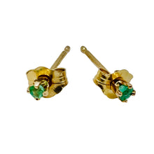 Load image into Gallery viewer, Emerald 14K Gold 2mm Round Stud Earrings | 2mm | Green | 1 Pair |