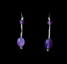 Load image into Gallery viewer, Unique Amethyst & Sterling Silver Earrings 6379B