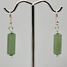 Load image into Gallery viewer, Lovely Frosted Nephrite Jade and Sterling Silver Dangle Earrings | Handmade |