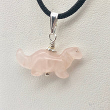 Load image into Gallery viewer, Pink Diplodocus Dinosaur Rose Quartz Sterling Silver Pendant 509259RQS | 25x11.5x7.5mm (Diplodocus), 5.5mm (Bail Opening), 7/8" (Long) | Pink - PremiumBead Alternate Image 7