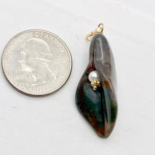 Load image into Gallery viewer, Fancy Jasper Calla Lily 14K Gold Filled Flower Pendant| 1 5/8" Long|Green Brown|