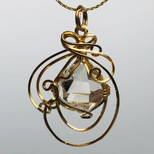 Load image into Gallery viewer, Herkamer Diamond 14K Gold Filled Wire Wrap Drop Pendant | 1 1/2" Long| Clear| 1