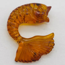 Load image into Gallery viewer, Leaping Carved Amber Fish | 32x25x9mm | Orange | 1 Figurine |