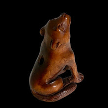Load image into Gallery viewer, New Moon Carved/Signed Wolf Boxwood Ojime/Netsuke Bead