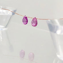 Load image into Gallery viewer, Pair AAA Brilliant Facetted Pink Sapphire Briolette Beads -1.25 Caret | 6x4x3mm