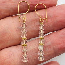 Load image into Gallery viewer, Quartz AAA Crystal 14K Gold Filled Dangle Earrings | 1 3/4" Long| Clear | 1 Pair