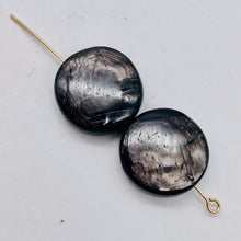 Load image into Gallery viewer, 2 Silver Mirrors Hypersthene 15mm Disc for Jewelry Making 7425