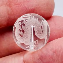 Load image into Gallery viewer, 1 Spectacular Hand Etched Dragon Phoenix Natural Quartz 18mm 10637 | 18mm | Clear